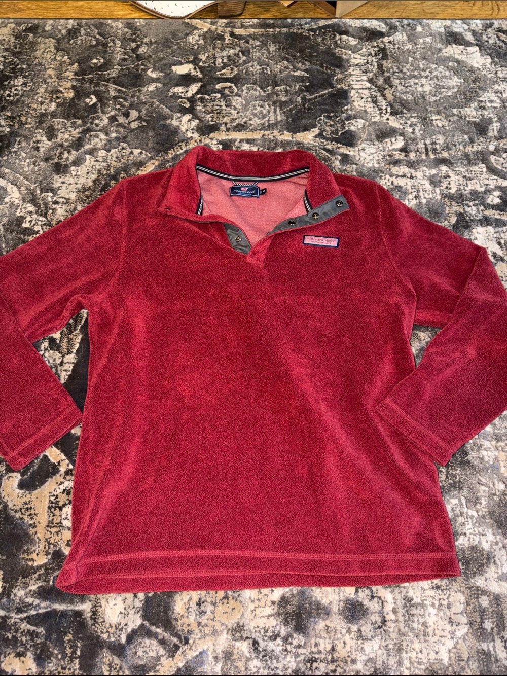 Vineyard Vines Men's Deep Red Plush Half-Zip Pullover size M